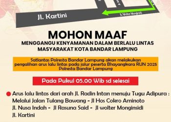 Bhayangkara Run 2025 Polresta Bandar Lampung Alihkan Arus Lalu Lintas Pagi