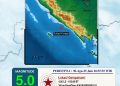 Gempa 5.0 Magnitudo Guncang Pantai Barat Sumatera Tanpa Potensi Tsunami