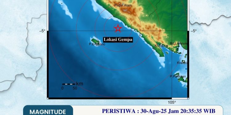 Gempa 5.0 Magnitudo Guncang Pantai Barat Sumatera Tanpa Potensi Tsunami