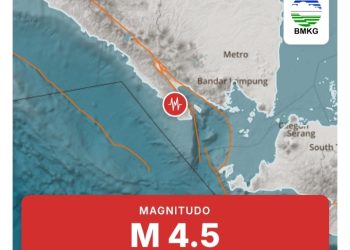 Gempa Magnitudo 4.5 Terjadi di Tanggamus
